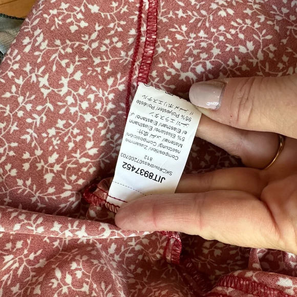 SHEIN Red Floral Cut Out Tie Back Mini Dress Sundress - small - Picture 10 of 10